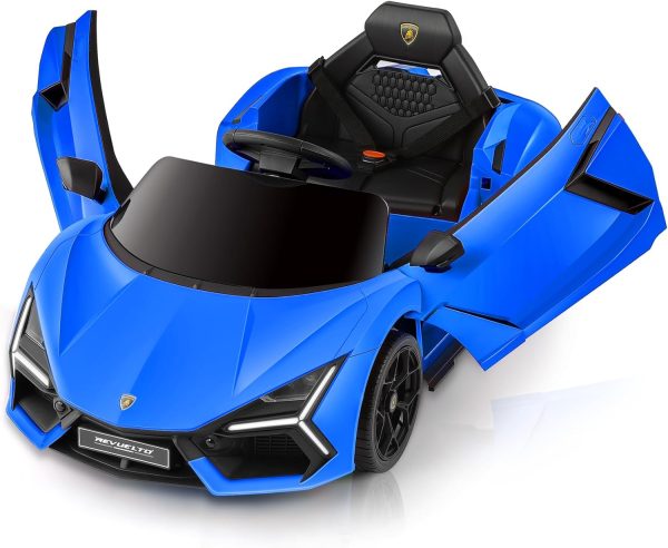 ELEMARA Lamborghini Battery Car for Kids with Scissor Door,Kids Ride On Car with Remote Control,Kid 12V Children's Car with Bluetooth,LED Light,MP3 Player and Wide Seat(Blue)  Toys & Games - Image 8