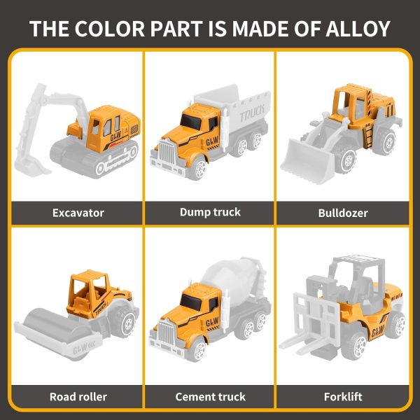 Kids Construction Toys, Construction Truck Toys Set w/Crane, Excavator, Forklift,Bulldozer,Dump Trucks,Cement Truck,Road Roller, Alloy Construction Vehicle Toys for 3 4 5 6 7 Years Old Boys Gifts  Toys & Games - Image 11