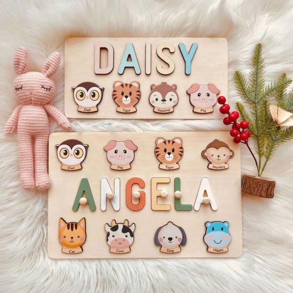 AZUFEMOS Personalized Name Puzzle for Kids, Personalized Baby Gifts Name Puzzles for Toddlers 1-3 1st Birthday for Girls & Boys Wooden Alphabet & Shape Puzzle Montessor Toys for Kids  Toys & Games - Image 14