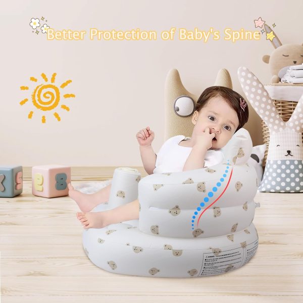 EKEPE Inflatable Baby Seat for Babies 3 Months & Up, Baby Floor Seats for Sitting Up, Baby Seats for Infants, Blow Up Baby Chair with Built in Air Pump - Bear  Baby - Image 18