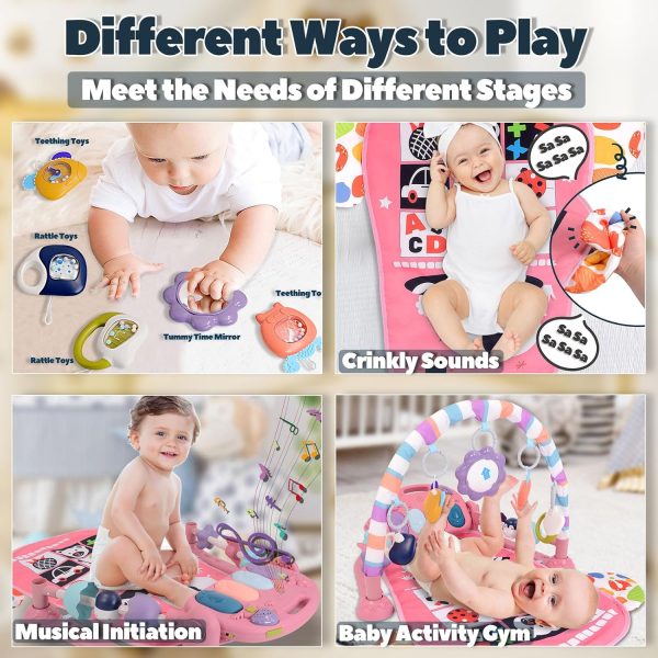 TAMOIE Baby Play Gyms for 0-6 Months, Tummy Time Mat, Baby Play Mat Activity Gym, Kick and Play Piano Gym, Music and Lights, Newborn Baby Gifts for Boys, Blue  Baby - Image 17