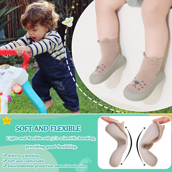| Eocom Baby Sock Shoes Toddler Cartoon Rubber Sole Non-Skid Indoor Floor Slipper for Infant Boys Girls First Walking | Slippers - Image 4