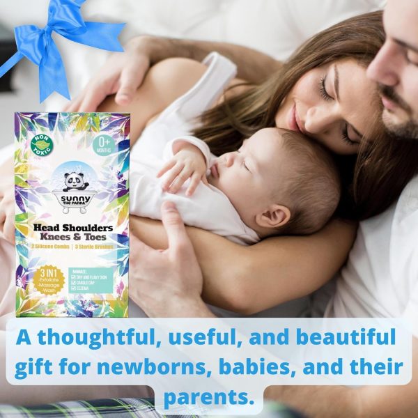 Cradle Cap Brush for Babies - Baby Sponge for Bathing Newborn Bath Essentials | Baby Brush and Comb Set Newborn - Cradle Cap Treatment | Baby Bath Sponges for Newborns (5-Pack)  Baby - Image 23