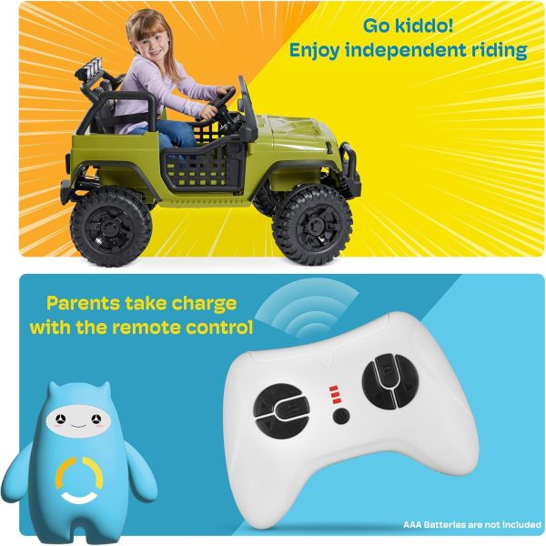 Kidzone 12V 3.8 MPH Kids 2-Seater Ride On Truck Car Electric Vehicles w/Personalize License Plate, 4-Wheeler Suspension, Parent Remote Control, MP3, 3 Speeds, LED Lights, Bluetooth, Radio - Army Green  Toys & Games - Image 12