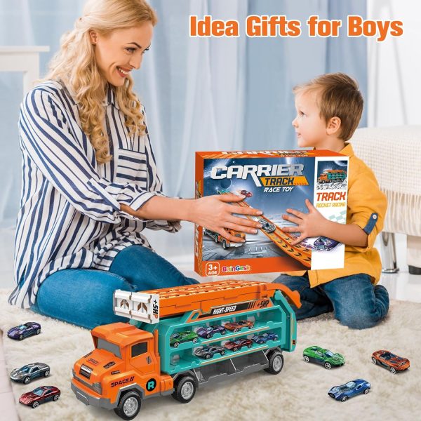 BainGesk Carrier Truck Toys for 2 3 4 5 6 Years Old Boys, 2.8 Ft Race Track Transport Cars Toys with 6 Die-Cast Metal Toy Cars, Birthday Gifts Kids Age 3-5, Racing Cars Toys Gifts for Toddlers  Toys & Games - Image 14