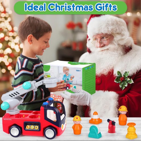 Toy Cars for 1 2 3 Year Old Boy Girls Gifts Fire Truck with Music & Light Toys for Toddler 1-3 Educational Learning Toys for 2 3 4 Year Old Birthday Gifts Baby Toys 12 18 Months for Infant Toddler  Toys & Games - Image 15
