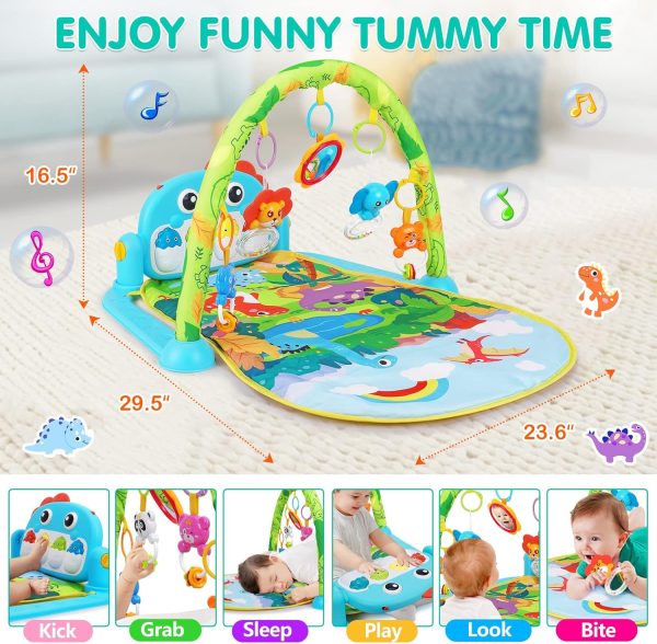 Baby Gym Play Mats Baby Toys Tummy Time Mat Toys Musical Activity Center for Newborn Infant Toys Piano Baby Play Mat Music & Light Newborn Infant Gifts for Baby Toys 0-3 6 9 12 Months, Dinosaur Style  Baby - Image 24