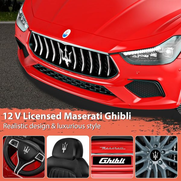 ARBELI 12V Licensed Maserati Kids Ride On Car w/Parent Remote Control, Spring Suspension, Music & Horn, Headlights &Taillights, Ride On Toy for Toddlers Ages 2-4, Pink  Toys & Games - Image 14
