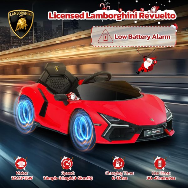 ELEMARA Lamborghini Battery Car for Kids with Scissor Door,Kids Ride On Car with Remote Control,Kid 12V Children's Car with Bluetooth,LED Light,MP3 Player and Wide Seat(Blue)  Toys & Games - Image 17