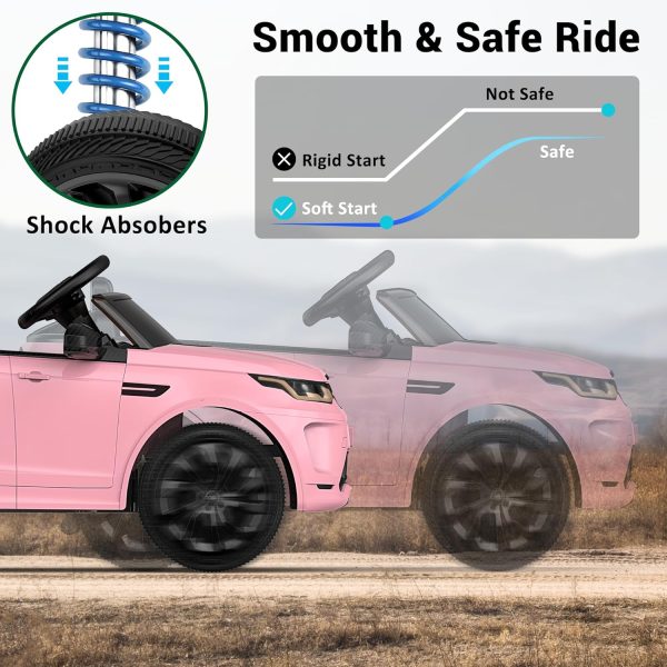 ARBELI 12V Licensed Land Rover Kids Electric Car w/Parent Remote Control, Bluetooth, Music, Shock Absorbers, LED Lights, Ride On Toys for Kids Ages 2-5 (Single Seat), Pink  Toys & Games - Image 22