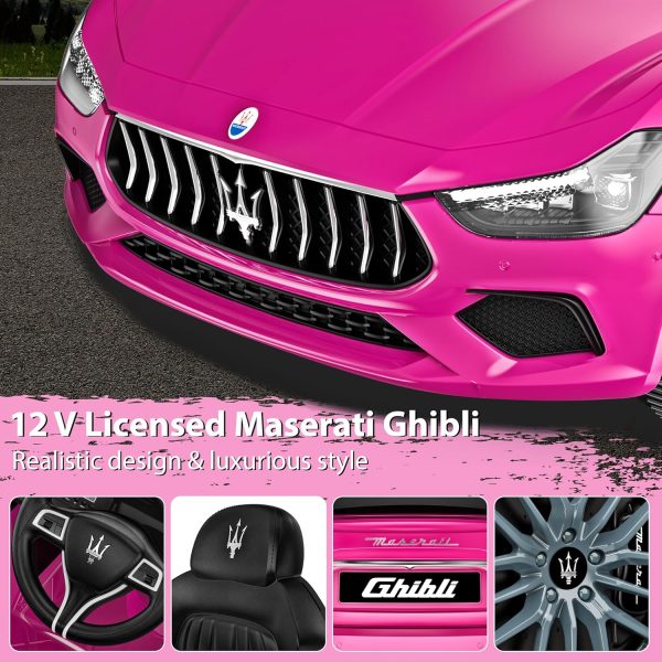 ARBELI 12V Licensed Maserati Kids Ride On Car w/Parent Remote Control, Spring Suspension, Music & Horn, Headlights &Taillights, Ride On Toy for Toddlers Ages 2-4, Pink  Toys & Games - Image 8