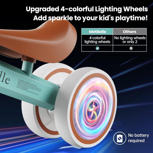 Baby Balance Bike for 1 Year Old Boys Girls Colorful Lighting 10-24 Months Push Toddler Toys Bicycle,4 Wheels First Bike for Kid's 1-2, Pre-School Children Ride on Walker First Birthday Gifts  Toys & Games - Image 2
