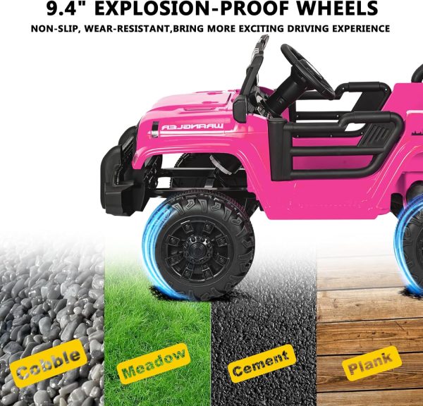 XVD 12V Kids Electric Ride on Car with Remote Control, Electric Off-Road Vehicle for Kids, Battery Powered Wheels Truck Car, with Double Open Doors, LED Lights, MP3 Player, for Boys&Girls, Pink  Toys & Games - Image 13