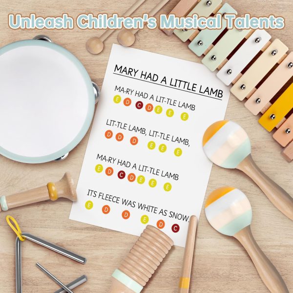 Baby Musical Instruments - Montessori Musical Toys for Toddlers 1-3, Neutral Colors Wooden Percussion Instruments Set, Modern Boho Xylophone Tambourine, Kids Preschool Educational Birthday Gifts  Toys & Games - Image 13