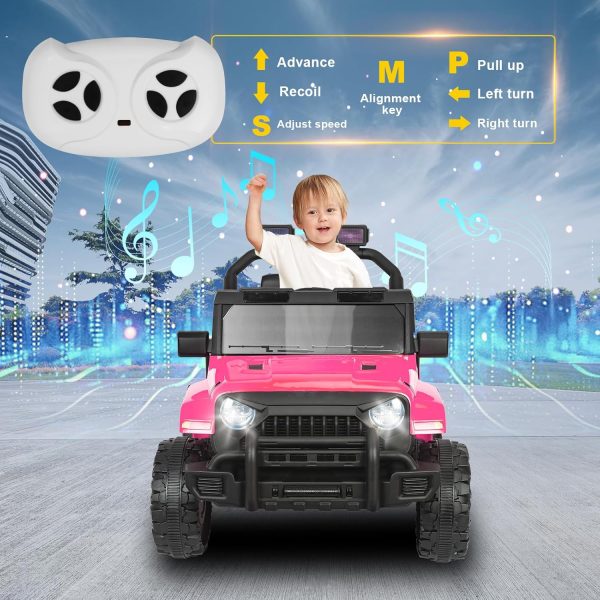XVD 12V Kids Electric Ride on Car with Remote Control, Electric Off-Road Vehicle for Kids, Battery Powered Wheels Truck Car, with Double Open Doors, LED Lights, MP3 Player, for Boys&Girls, Pink  Toys & Games - Image 16