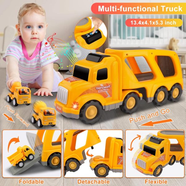 Nicmore Construction Truck Toddler Toys Car Toys for 1 2 3 4 Year Old Boy 5 in 1 Carrier Toys for Kids Age 1-3 2-4| 18 Months 2 Year Old Boy Christmas Birthday Gifts : Toys & Games - Image 13