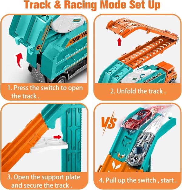 BainGesk Carrier Truck Toys for 2 3 4 5 6 Years Old Boys, 2.8 Ft Race Track Transport Cars Toys with 6 Die-Cast Metal Toy Cars, Birthday Gifts Kids Age 3-5, Racing Cars Toys Gifts for Toddlers  Toys & Games - Image 12