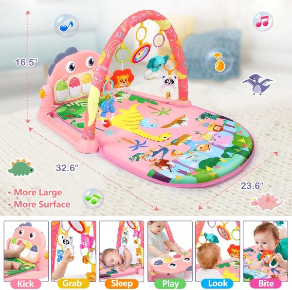 Baby Gym Play Mats Baby Toys Tummy Time Mat Toys Musical Activity Center for Newborn Infant Toys Piano Baby Play Mat Music & Light Newborn Infant Gifts for Baby Toys 0-3 6 9 12 Months, Dinosaur Style  Baby - Image 20