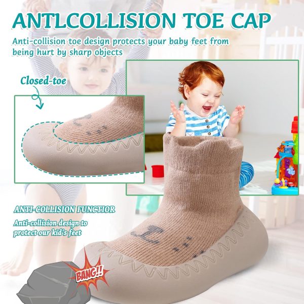 | Eocom Baby Sock Shoes Toddler Cartoon Rubber Sole Non-Skid Indoor Floor Slipper for Infant Boys Girls First Walking | Slippers - Image 3