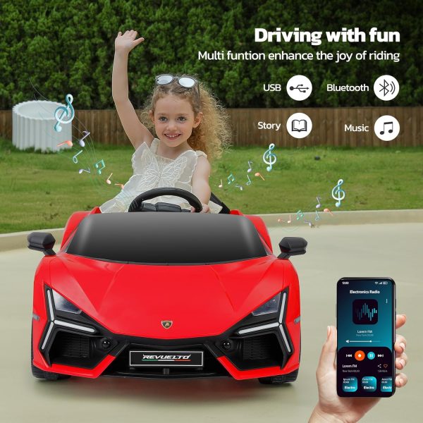 ELEMARA Lamborghini Battery Car for Kids with Scissor Door,Kids Ride On Car with Remote Control,Kid 12V Children's Car with Bluetooth,LED Light,MP3 Player and Wide Seat(Blue)  Toys & Games - Image 18