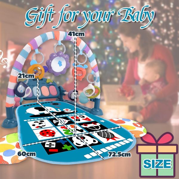 TAMOIE Baby Play Gyms for 0-6 Months, Tummy Time Mat, Baby Play Mat Activity Gym, Kick and Play Piano Gym, Music and Lights, Newborn Baby Gifts for Boys, Blue  Baby - Image 6