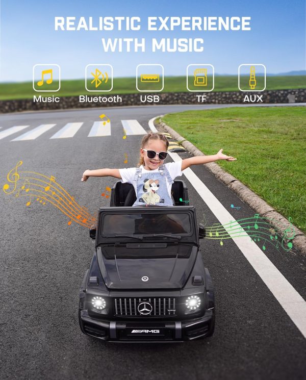 FanttikRide 12V 7Ah Licensed Mercedes-Benz G63 Ride on Car for Kids Ages 3-6, Electric Car Ride on Toys w/Parent Remote, Wireless Music, Suspension System - AMG G63 Large, Black  Toys & Games - Image 15