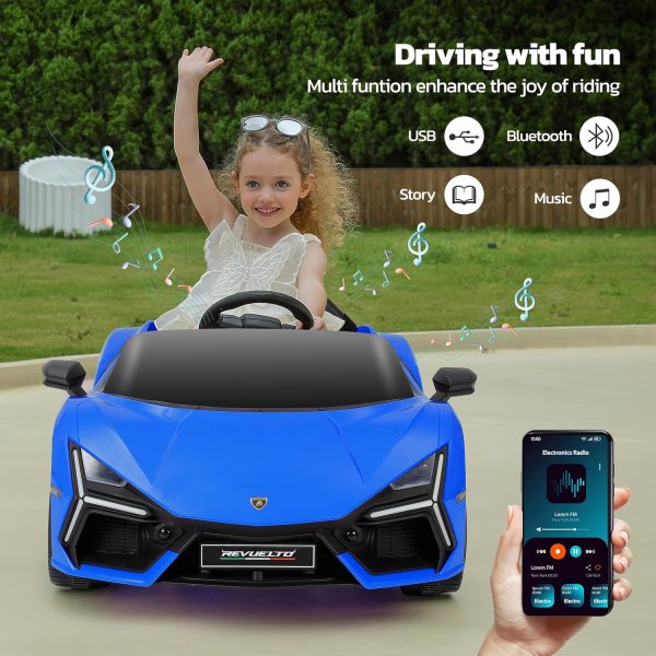 ELEMARA Lamborghini Battery Car for Kids with Scissor Door,Kids Ride On Car with Remote Control,Kid 12V Children's Car with Bluetooth,LED Light,MP3 Player and Wide Seat(Blue)  Toys & Games - Image 12