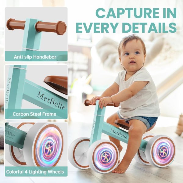 Baby Balance Bike for 1 Year Old Boys Girls Colorful Lighting 10-24 Months Push Toddler Toys Bicycle,4 Wheels First Bike for Kid's 1-2, Pre-School Children Ride on Walker First Birthday Gifts  Toys & Games - Image 16