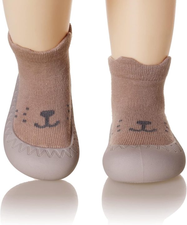 | Eocom Baby Sock Shoes Toddler Cartoon Rubber Sole Non-Skid Indoor Floor Slipper for Infant Boys Girls First Walking | Slippers