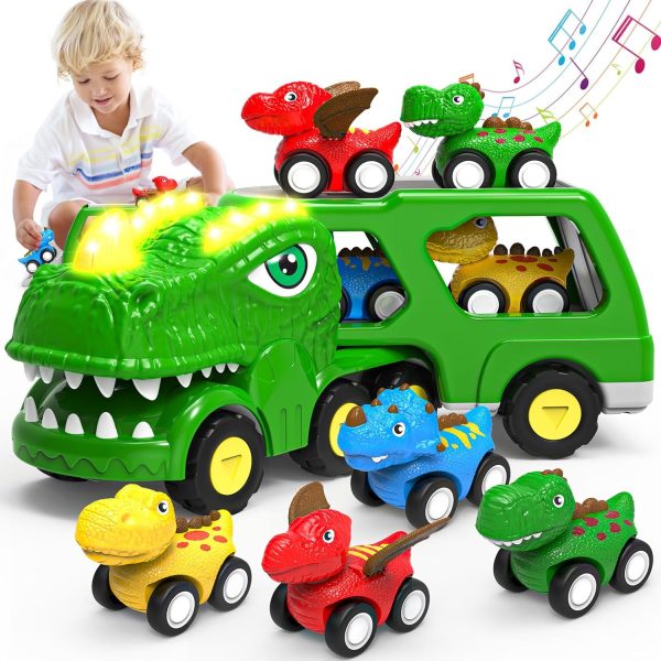 HEGUD Toddler Car Toys for 1 2 3 4 5 Year Old Boy, 5-in-1 Dinosaur Vehicle Trucks Toys for Toddlers 1-3 with Sounds & Lights Toys for Boys 4-7 Toys for Age 2-4 Dinosaur Toys for Kids 3-5  Toys & Games - Image 10