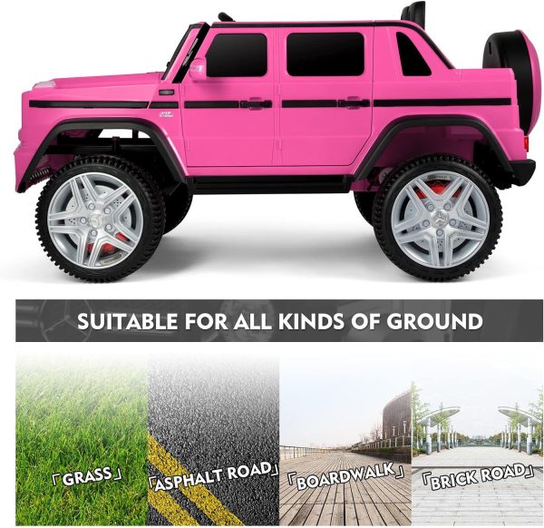 JOYLDIAS Ride On Cars, Licensed Mercedes-Benz Maybach G650S, 12V7AH Battery Powered Toy Electric Car for Kids with 2.4GHz Remote Control, 2 Motors, 3 Speeds, Lock, Music, Horn, LED Lights, Pink  Toys & Games - Image 17