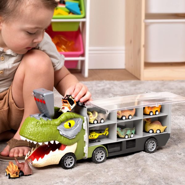 JOYIN 13 in 1 Dinosaur Toys for Kids 3-5, Dinosaur Truck with 12 Pull Back Cars, Dinosaur Cars Set, Birthday Gifts Toys for 3 4 5+ Year Old Boy, Transport Carrier Truck for Toddlers 3-4 Years  Toys & Games - Image 19