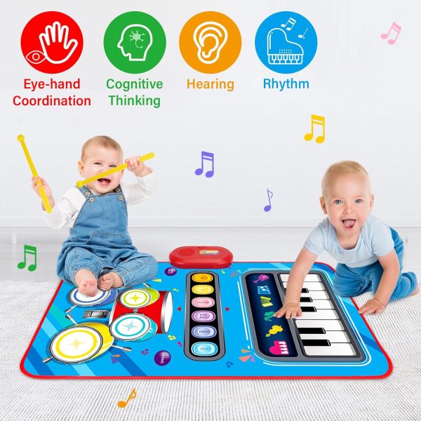 Baby Toys for 1 Year Old Baby Musical Mat Toddler Toys Age 1-2 - 2 in 1 Piano Drum Babies Play Mat - Infant Music Toy 12-18 Months Babies Birthday Valentines Gifts for 1 2 3 Year Old Boys Girls : Toys & Games - Image 14