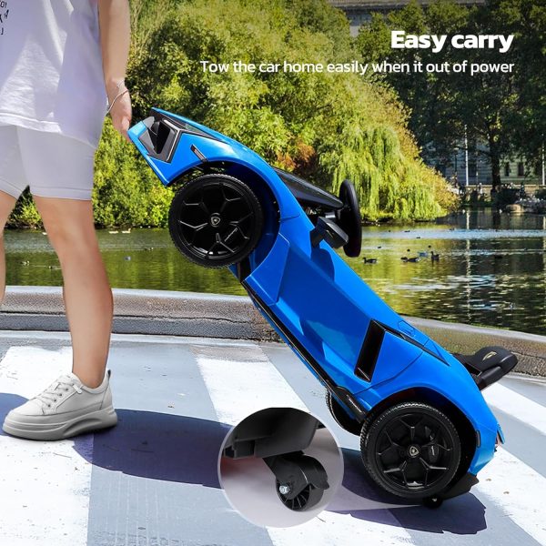 ELEMARA Lamborghini Battery Car for Kids with Scissor Door,Kids Ride On Car with Remote Control,Kid 12V Children's Car with Bluetooth,LED Light,MP3 Player and Wide Seat(Blue)  Toys & Games - Image 13