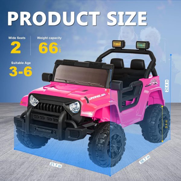 XVD 12V Kids Electric Ride on Car with Remote Control, Electric Off-Road Vehicle for Kids, Battery Powered Wheels Truck Car, with Double Open Doors, LED Lights, MP3 Player, for Boys&Girls, Pink  Toys & Games - Image 10