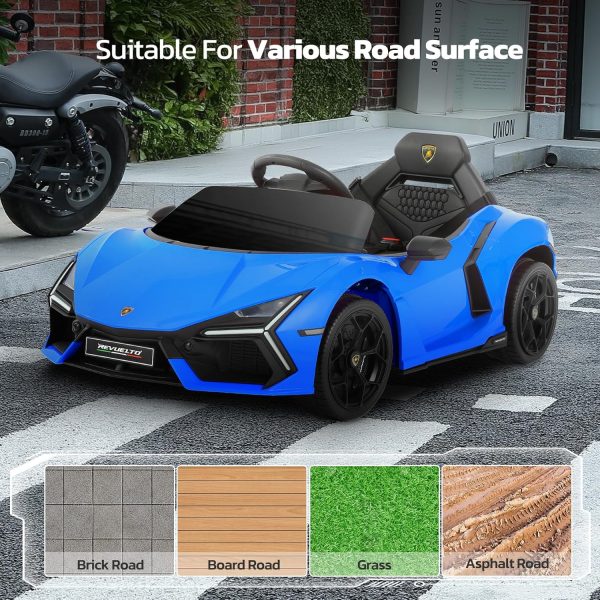 ELEMARA Lamborghini Battery Car for Kids with Scissor Door,Kids Ride On Car with Remote Control,Kid 12V Children's Car with Bluetooth,LED Light,MP3 Player and Wide Seat(Blue)  Toys & Games - Image 14