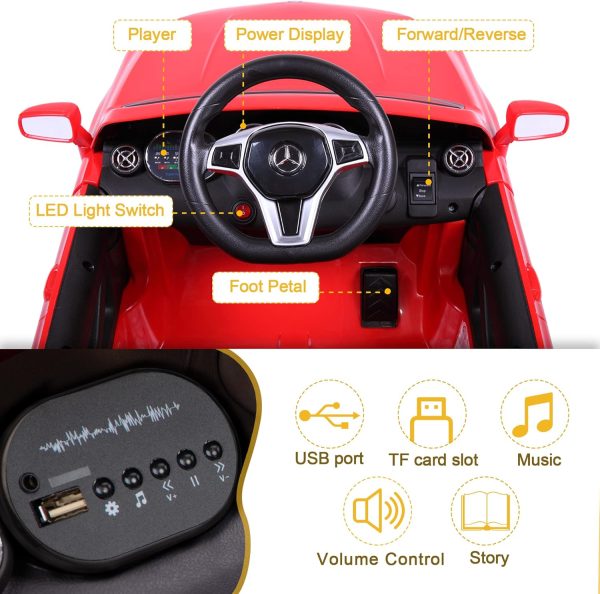 TOBBI Licensed Mercedes Benz Car for Kids,Ride on Cars with 2.4G Remote Control,Double Doors, 5 Point Safety Belt,LED Lights  Toys & Games - Image 10