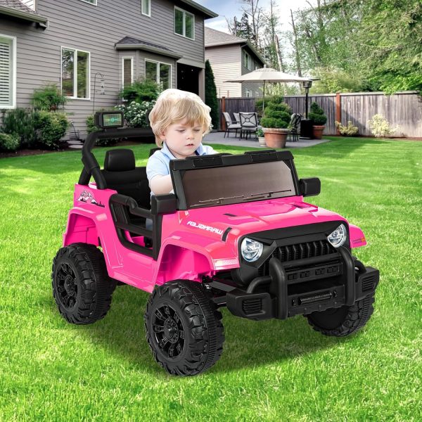 XVD 12V Kids Electric Ride on Car with Remote Control, Electric Off-Road Vehicle for Kids, Battery Powered Wheels Truck Car, with Double Open Doors, LED Lights, MP3 Player, for Boys&Girls, Pink  Toys & Games - Image 14