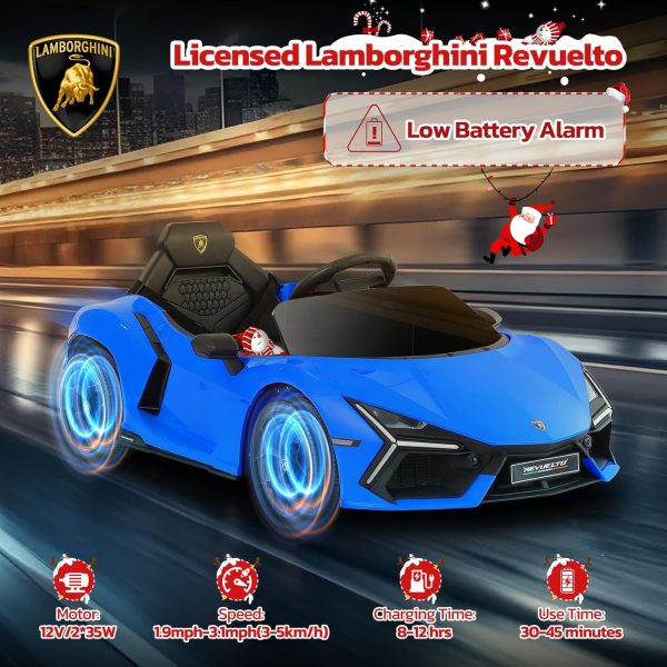 ELEMARA Lamborghini Battery Car for Kids with Scissor Door,Kids Ride On Car with Remote Control,Kid 12V Children's Car with Bluetooth,LED Light,MP3 Player and Wide Seat(Blue)  Toys & Games - Image 10