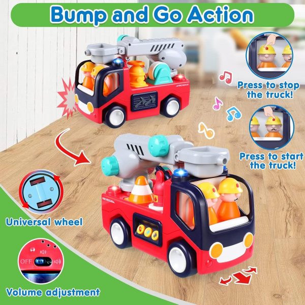 Toy Cars for 1 2 3 Year Old Boy Girls Gifts Fire Truck with Music & Light Toys for Toddler 1-3 Educational Learning Toys for 2 3 4 Year Old Birthday Gifts Baby Toys 12 18 Months for Infant Toddler  Toys & Games - Image 12