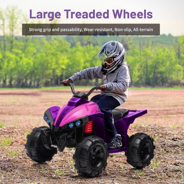 TCARAIWEN 12V Kids ATV 4 Wheelers for Kids 3-6,Electric Kids Ride on ATV with Music Player, All Terrain Tires, Kids Ride on Cars, Purple  Toys & Games - Image 8