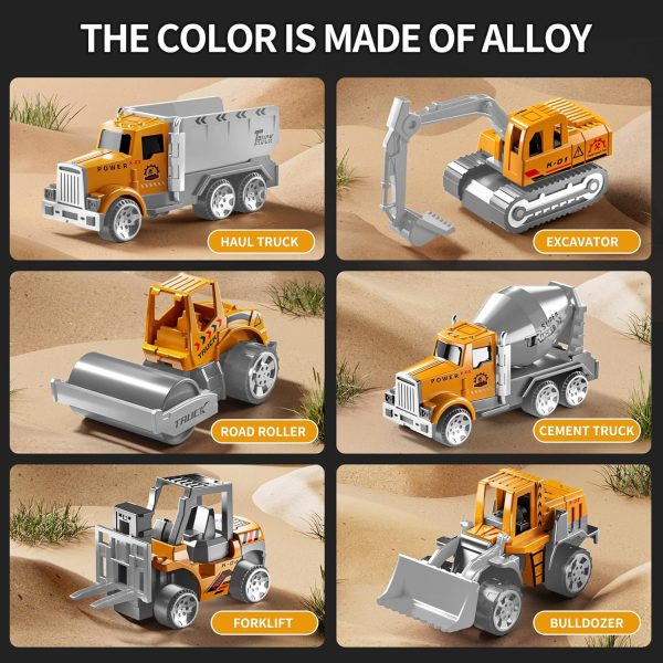 TEMI Construction Truck Toy Set with Play Mat, Carrier Truck Toys for Kids Toddlers, Die-Cast Metal Toy Car Set, Truck Car Kids Toys Christmas Birthday Gift for Age 3 4 5 6 + Years Old Boys Girls  Toys & Games - Image 10