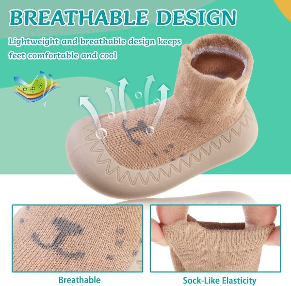 | Eocom Baby Sock Shoes Toddler Cartoon Rubber Sole Non-Skid Indoor Floor Slipper for Infant Boys Girls First Walking | Slippers - Image 5