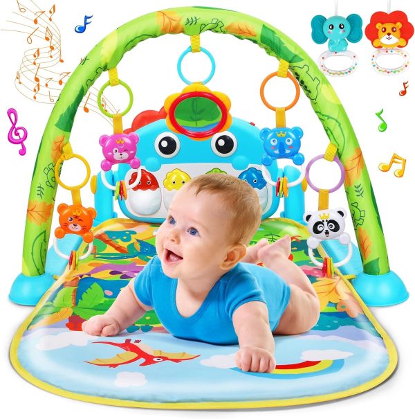 Baby Gym Play Mats Baby Toys Tummy Time Mat Toys Musical Activity Center for Newborn Infant Toys Piano Baby Play Mat Music & Light Newborn Infant Gifts for Baby Toys 0-3 6 9 12 Months, Dinosaur Style  Baby - Image 23