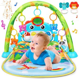 Baby Gym Play Mats Baby Toys Tummy Time Mat Toys Musical Activity Center for Newborn Infant Toys Piano Baby Play Mat Music & Light Newborn Infant Gifts for Baby Toys 0-3 6 9 12 Months, Dinosaur Style  Baby