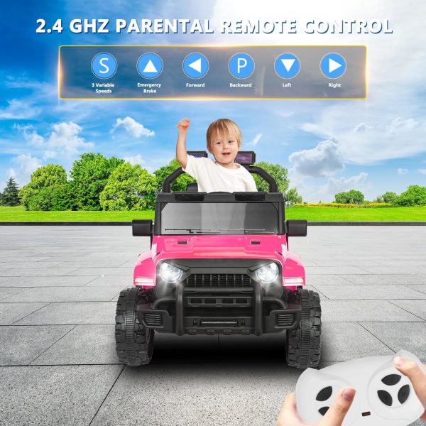 XVD 12V Kids Electric Ride on Car with Remote Control, Electric Off-Road Vehicle for Kids, Battery Powered Wheels Truck Car, with Double Open Doors, LED Lights, MP3 Player, for Boys&Girls, Pink  Toys & Games - Image 11