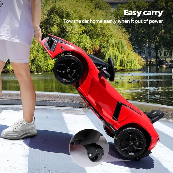 ELEMARA Lamborghini Battery Car for Kids with Scissor Door,Kids Ride On Car with Remote Control,Kid 12V Children's Car with Bluetooth,LED Light,MP3 Player and Wide Seat(Blue)  Toys & Games - Image 21