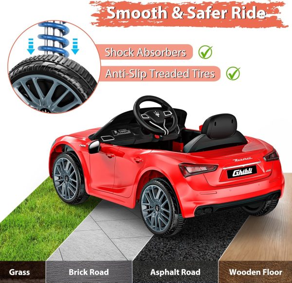 ARBELI 12V Licensed Maserati Kids Ride On Car w/Parent Remote Control, Spring Suspension, Music & Horn, Headlights &Taillights, Ride On Toy for Toddlers Ages 2-4, Pink  Toys & Games - Image 16
