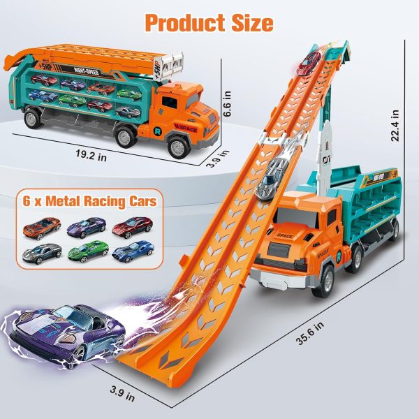 BainGesk Carrier Truck Toys for 2 3 4 5 6 Years Old Boys, 2.8 Ft Race Track Transport Cars Toys with 6 Die-Cast Metal Toy Cars, Birthday Gifts Kids Age 3-5, Racing Cars Toys Gifts for Toddlers  Toys & Games - Image 15