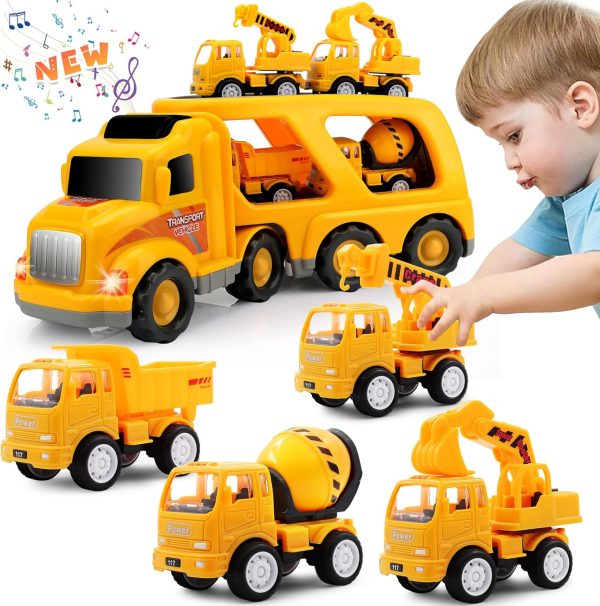 Nicmore Construction Truck Toddler Toys Car Toys for 1 2 3 4 Year Old Boy 5 in 1 Carrier Toys for Kids Age 1-3 2-4| 18 Months 2 Year Old Boy Christmas Birthday Gifts : Toys & Games - Image 9